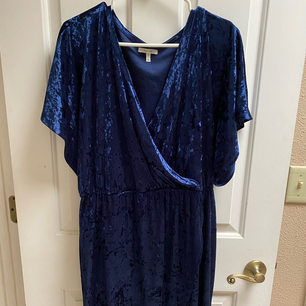 Blue velvet dress